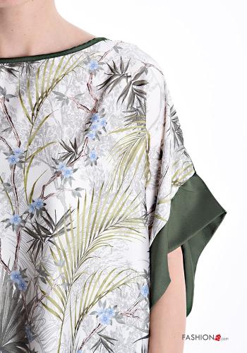 Blusa maniche corte raso oversize Fantasia con foglie - ph 3