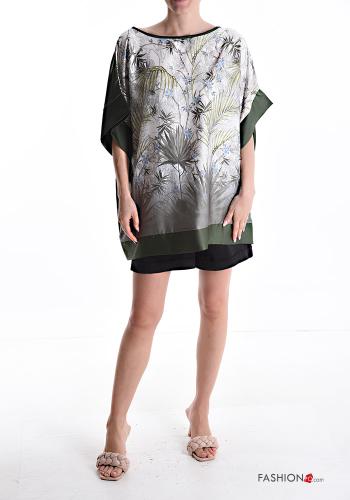Blusa maniche corte raso oversize Fantasia con foglie - ph 4