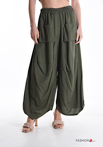 Oversize wide leg Hose aus Leinen mit Taschen mit gummizug - ph 1