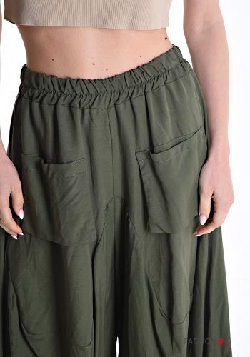 Oversize wide leg Hose aus Leinen mit Taschen mit gummizug - ph 4