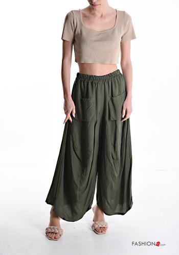 Oversize wide leg Hose aus Leinen mit Taschen mit gummizug - ph 5