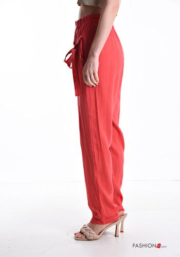 Pantalone in Lino con elastico con tasche con nodo - ph 3