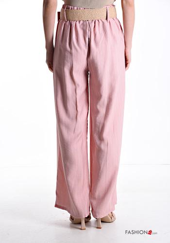 Streifenmuster wide leg Hose mit Gürtel mit gummizug mit Taschen - ph 2