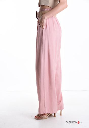Streifenmuster wide leg Hose mit Gürtel mit gummizug mit Taschen - ph 3
