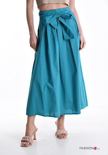 Cotton Skirt with pockets with fabric belt with bow - ph 1