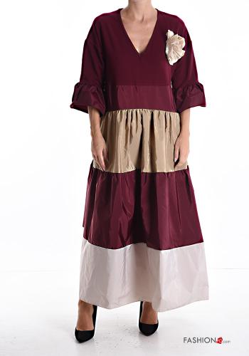 volantärmel lange Kleid mit Volants mit V-Ausschnitt - ph 1
