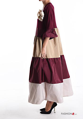 volantärmel lange Kleid mit Volants mit V-Ausschnitt - ph 3
