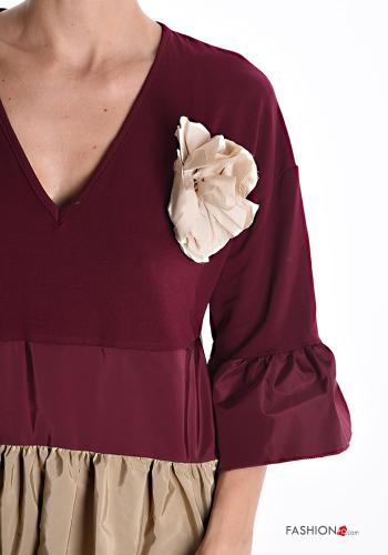 volantärmel lange Kleid mit Volants mit V-Ausschnitt - ph 4