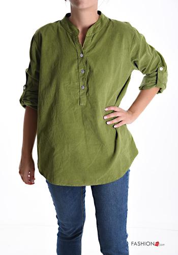 Blusa in Cotone in velluto costine con bottoni