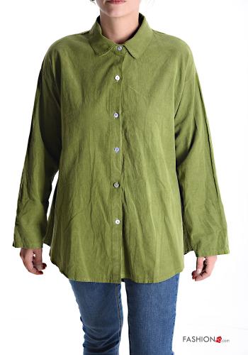 Chemise en Coton Côtelé en Velours manches longues à boutons