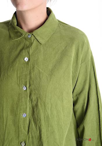 Chemise en Coton Côtelé en Velours manches longues à boutons - ph 4