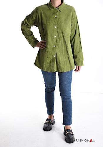 Chemise en Coton Côtelé en Velours manches longues à boutons - ph 5