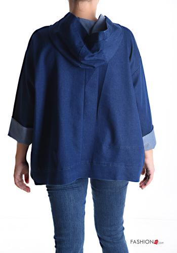Denim Jacke aus Baumwolle mit Taschen mit Kapuze mit Reißverschluss - ph 2