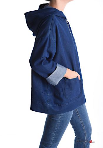 Denim Jacke aus Baumwolle mit Taschen mit Kapuze mit Reißverschluss - ph 3