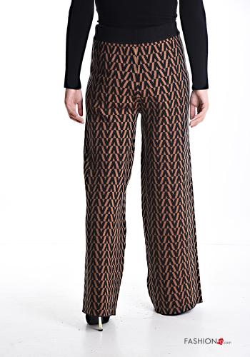 Optical-print high waist Trousers with drawstring with elastic - ph 2