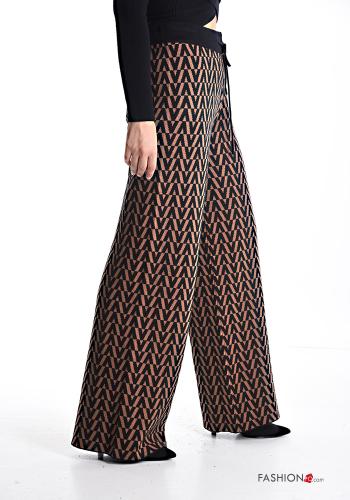 Optical-print high waist Trousers with drawstring with elastic - ph 3
