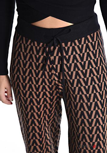 Optical-print high waist Trousers with drawstring with elastic - ph 4