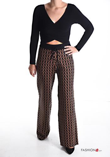 Optical-print high waist Trousers with drawstring with elastic - ph 5