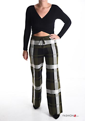 Tartan-Muster hoher Taille Hose mit kordelzug - ph 5