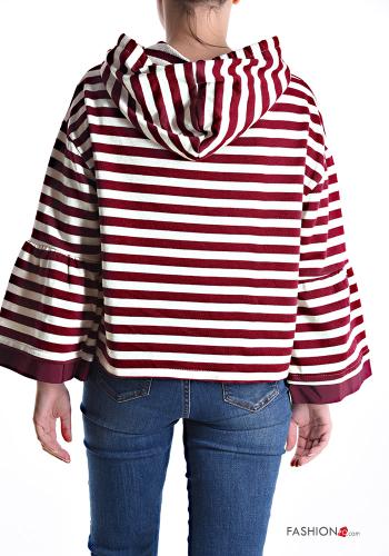 Striped long sleeve Cotton Sweatshirt with zip with hood - ph 2