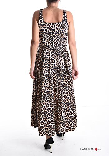 Robe en Coton sans manches longue Imprimé animalier avec ceinture avec fermeture éclair - ph 2