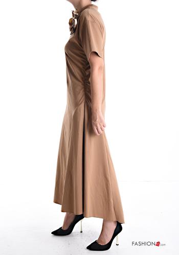 long crew neck short sleeve asymmetrical Dress with bow - ph 3