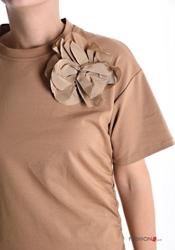 long crew neck short sleeve asymmetrical Dress with bow - ph 4