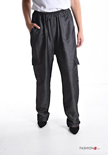 wide leg Hose mit Taschen mit gummizug - ph 1