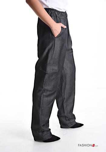 wide leg Hose mit Taschen mit gummizug - ph 3
