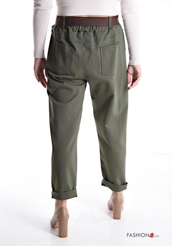 Cotton Trousers with belt with elastic with pockets - ph 2