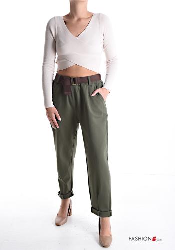 Cotton Trousers with belt with elastic with pockets - ph 5