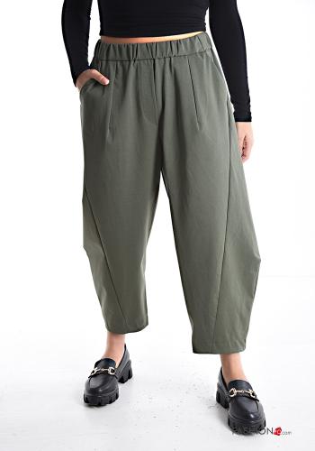 Oversize Hose aus Baumwolle mit Taschen mit gummizug - ph 1
