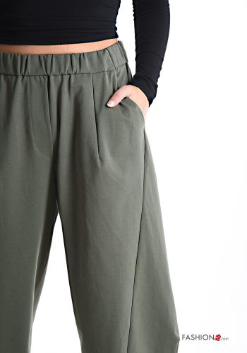 Oversize Hose aus Baumwolle mit Taschen mit gummizug - ph 4