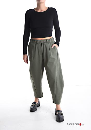 Oversize Hose aus Baumwolle mit Taschen mit gummizug - ph 5