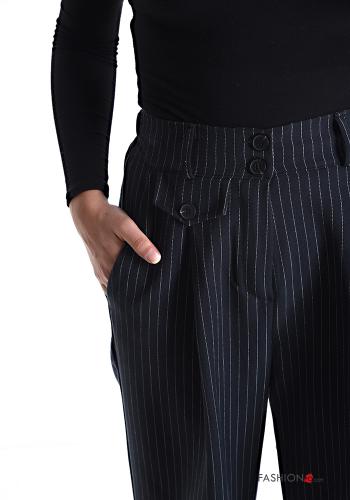 Streifenmuster Hose mit Knöpfen mit Reißverschluss mit Taschen - ph 4