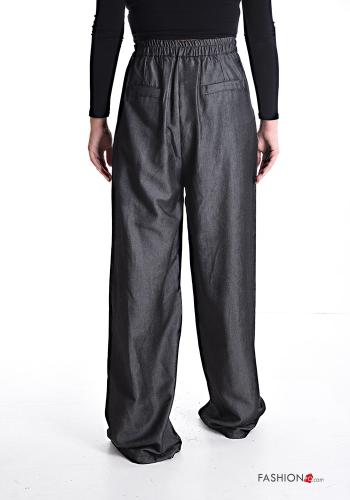 wide leg lange Hose mit Knöpfen mit Reißverschluss mit Taschen - ph 2