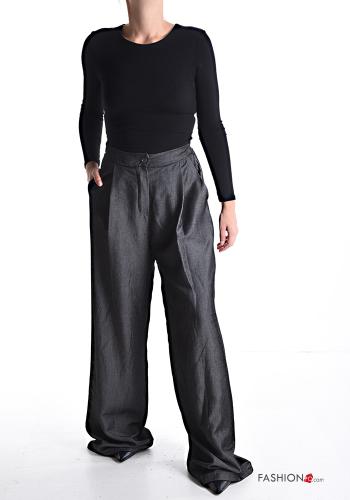 wide leg lange Hose mit Knöpfen mit Reißverschluss mit Taschen - ph 5