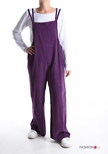 Ribbed wide leg Velvet Cotton Dungaree with T-shirt - ph 1