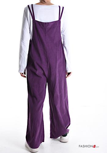 Ribbed wide leg Velvet Cotton Dungaree with T-shirt - ph 2