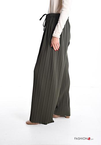 plissiert lange wide leg Hose mit gummizug - ph 3