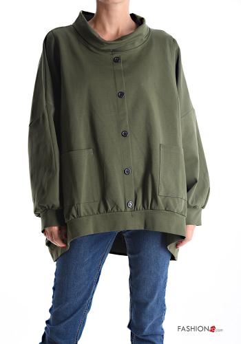Felpa oversize maniche lunghe con bottoni con tasche - ph 1