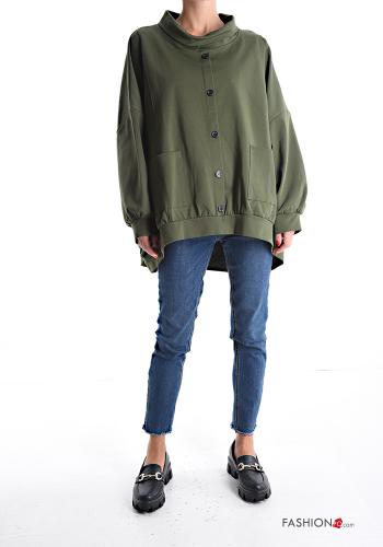 Felpa oversize maniche lunghe con bottoni con tasche - ph 5