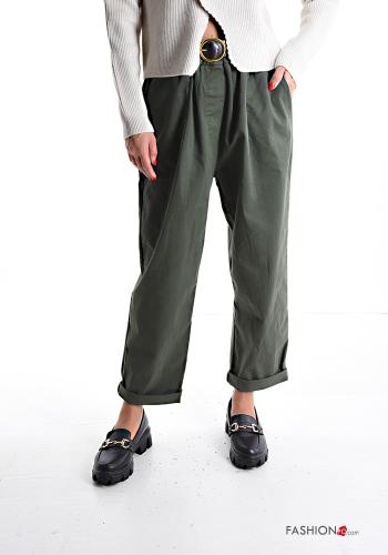 Cotton Trousers with belt with pockets - ph 1