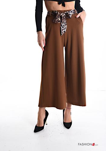 wide leg Hose mit Taschen mit stoffgürtel - ph 1