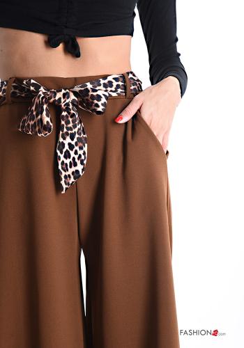 wide leg Hose mit Taschen mit stoffgürtel - ph 4