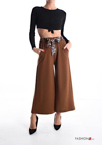wide leg Hose mit Taschen mit stoffgürtel - ph 5