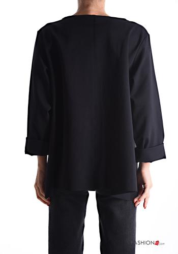 Blouse asymétrique col rond manches longues Imprimé à rayures - ph 2