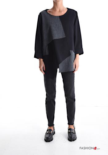 Blouse asymétrique col rond manches longues Imprimé à rayures - ph 5