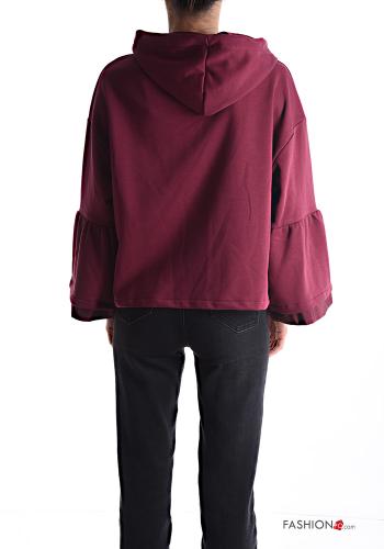 Felpa in Cotone maniche volant maniche lunghe con zip con cappuccio - ph 2