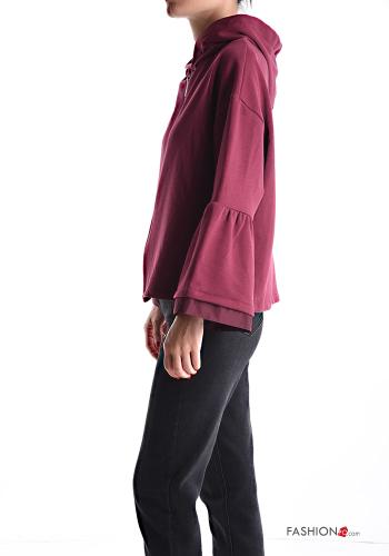 Felpa in Cotone maniche volant maniche lunghe con zip con cappuccio - ph 3